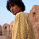 Men's Cotton Shirt | Dabu Handblock Print | Mustard Yellow