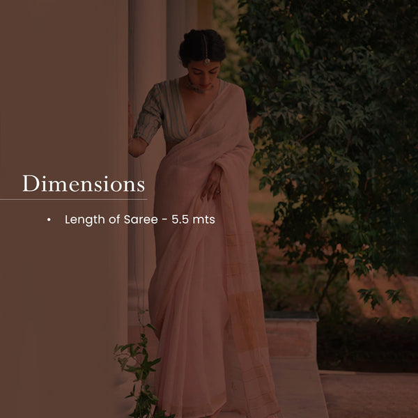 Linen Saree | Saree For Women | Light Pink and Golden Zari