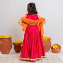 Cotton Muslin Kids Lehenga Set for Girls | Peacock Design | Pink