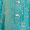 Cotton Muslin Kids Kurta Pajama Set | Moon Design | Teal Blue