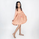 Modern Dress for Girls | Cotton Muslin | Flared | Peach