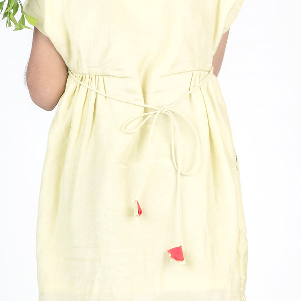 Cotton Muslin Dress for Girls | Embroidered | Light Green