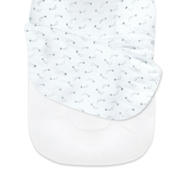 Organic Cotton Baby Lounger Cover | Color-Blocked | White