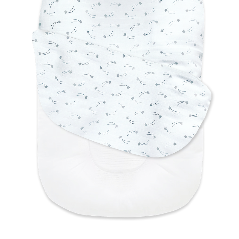 Organic Cotton Baby Lounger Cover | Color-Blocked | White