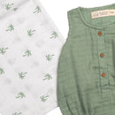 Baby Gift Set | Organic Cotton Muslin | Romper & Swaddle | Sage Green