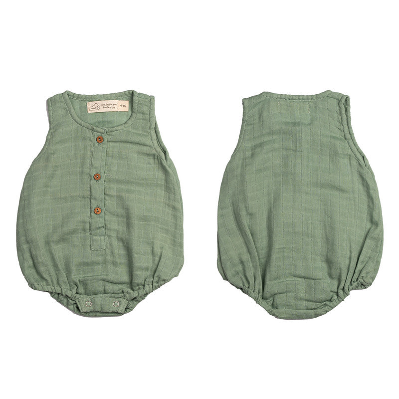 Baby Gift Set | Organic Cotton Muslin | Romper & Swaddle | Sage Green