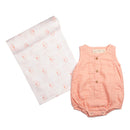 Baby Gift Set | Organic Cotton Muslin | Romper & Swaddle | Baby Pink