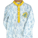 Boys Kurta Pajama | Organic Cotton & Chanderi | Bandhini Print | Blue