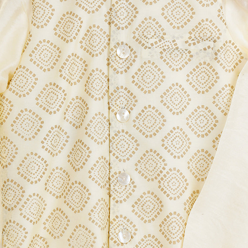 Kurta Pajama With Jacket For Boys | Organic Cotton & Chanderi | Mirror Work | Blue