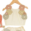 Lehenga Set for Girls | Organic Cotton & Chanderi | Floral Embroidered | White