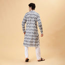 Ikat Cotton Kurta for Men | Smoke Grey | Full Sleeves