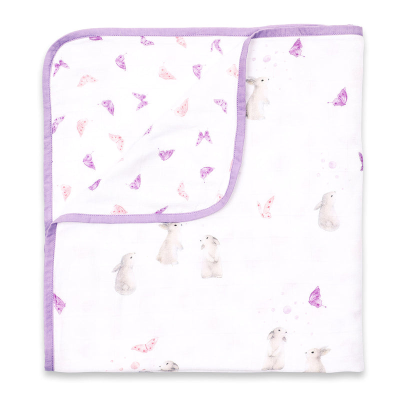 Newborn Baby Gift Set | Blanket & Pillow Set | Butterfly Print | Purple.