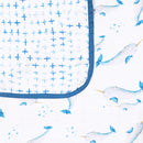 Newborn Baby Gifts | Blanket & Pillow Set | Fish Print | Blue.