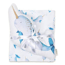 Newborn Baby Gifts | Baby Swaddle & Cushion | Narwhale Design | White