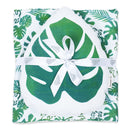 Newborn Baby Gifts | Baby Swaddle & Cushion | Tropical Leaf Design | White