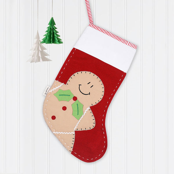 Christmas Stockings | Cotton | Gingerbread Man Print | Red