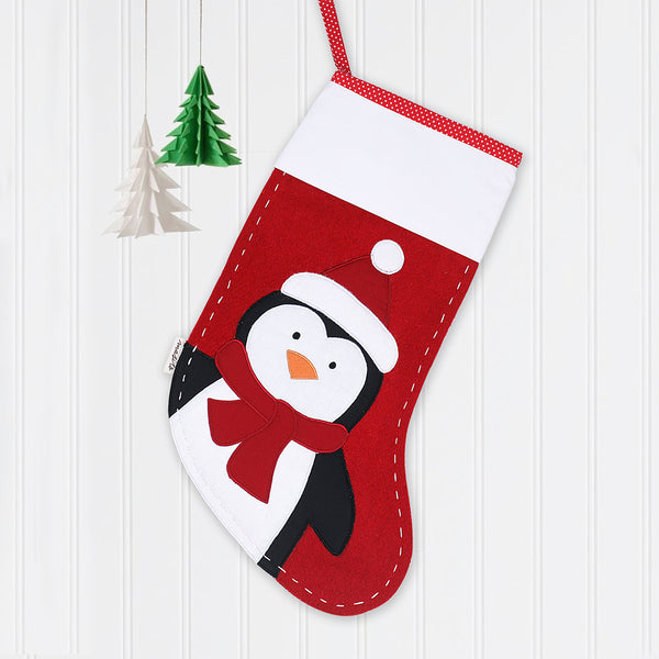 Christmas Stockings | Cotton | Penguin Print | Red