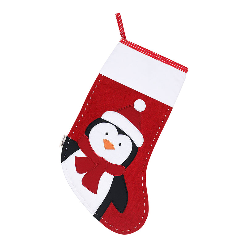 Christmas Stockings | Cotton | Penguin Print | Red.