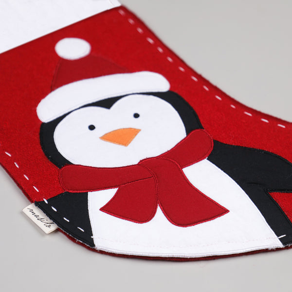 Christmas Stockings | Cotton | Penguin Print | Red.