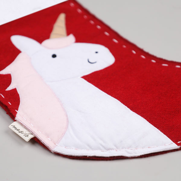 Christmas Stockings | Cotton | Unicorn Print | Red