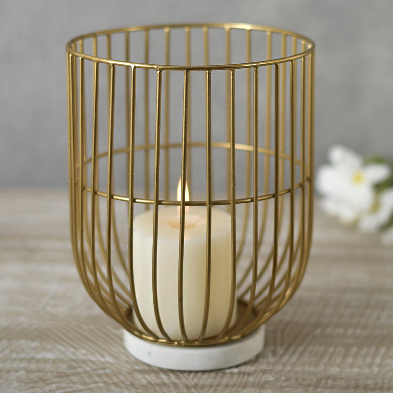 Marble & Metal Candle Holder | Gold | 23 cm