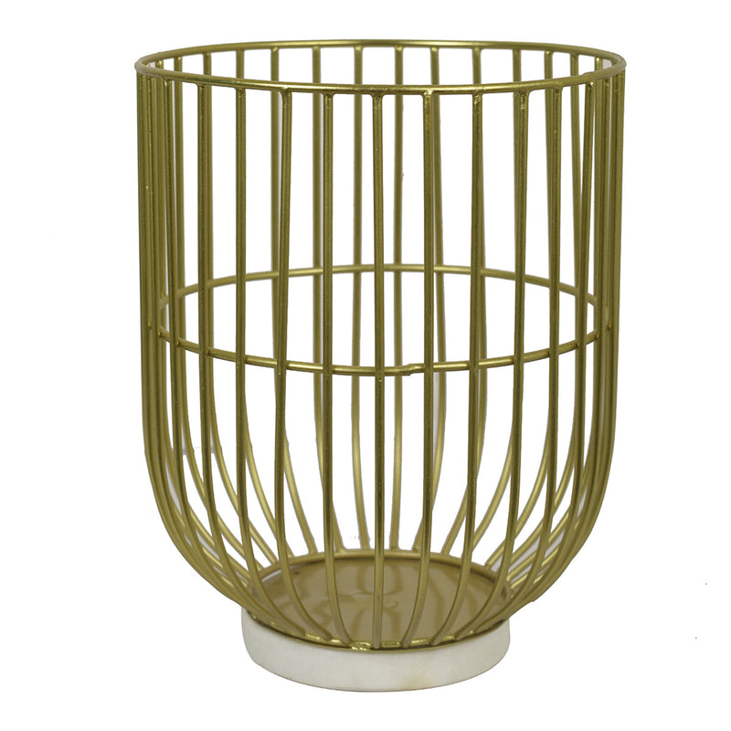 Marble & Metal Candle Holder | Gold | 23 cm