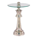 Iron & Glass Side Table | Chess King Stand | Silver | 62 cm | Silver