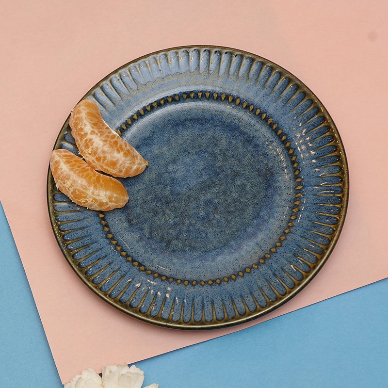 Ceramic Dinner Plate | Blue | Glossy Finish | 25 cm