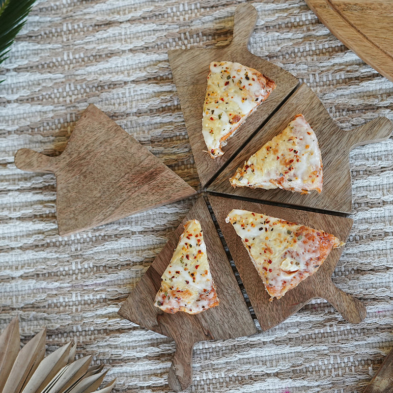 Wooden Pizza Serving Tray | Brunt Natural Brown | 5 Slices | 20 cm