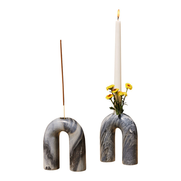 Marble Candle Holder | Grey | 5 inches