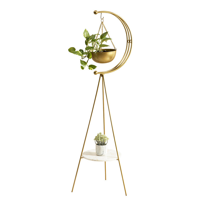 Iron Garden Planter | Marble Base| Tripod Design | Gold.