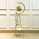 Iron Garden Planter | Marble Base| Tripod Design | Gold.