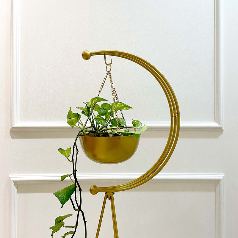 Iron Garden Planter | Marble Base| Tripod Design | Gold