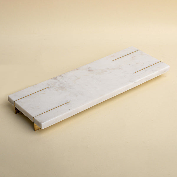 Marble Serving Tray | Gold Base | Gold | 15 inches