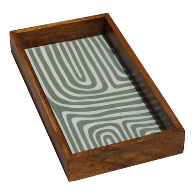 Wooden Serving Tray | Rectangle Shape | Green | 15 inches