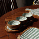 Wooden Serving Platter | Mango Wood | Green | 13 inches | Set of 4