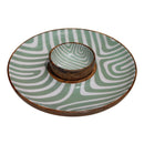 Wooden Chip and Dip Platter | Mango Wood | Green | 11 inches