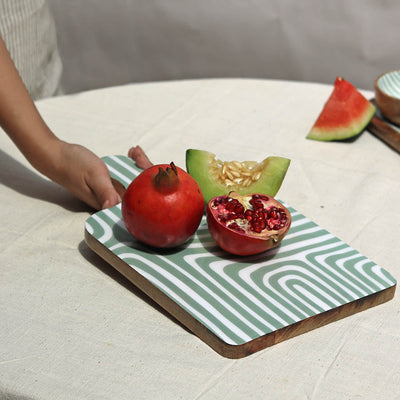 Wooden Serving Platter | Mango Wood | Green | 4 inches