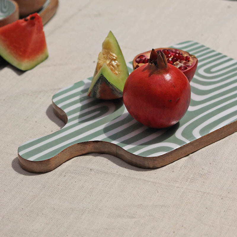 Wooden Serving Platter | Mango Wood | Green | 4 inches