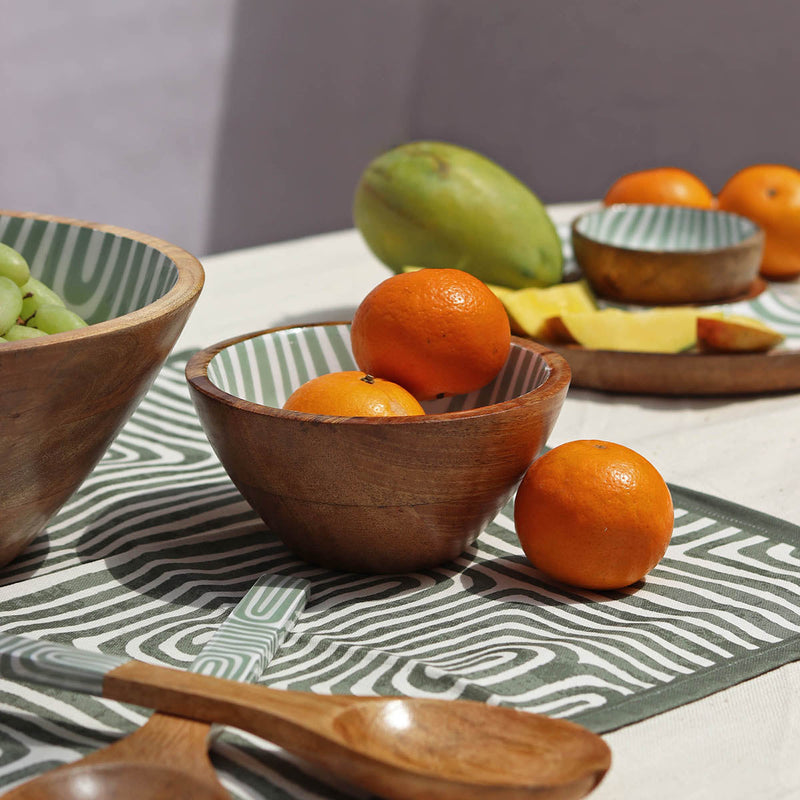Wooden Snacks Serving Bowl | Mango Wood | Green | 3 inches