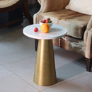 Marble Side Table | with Gold Base | White | 40 inches