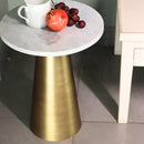 Marble Side Table | with Gold Base | White | 40 inches