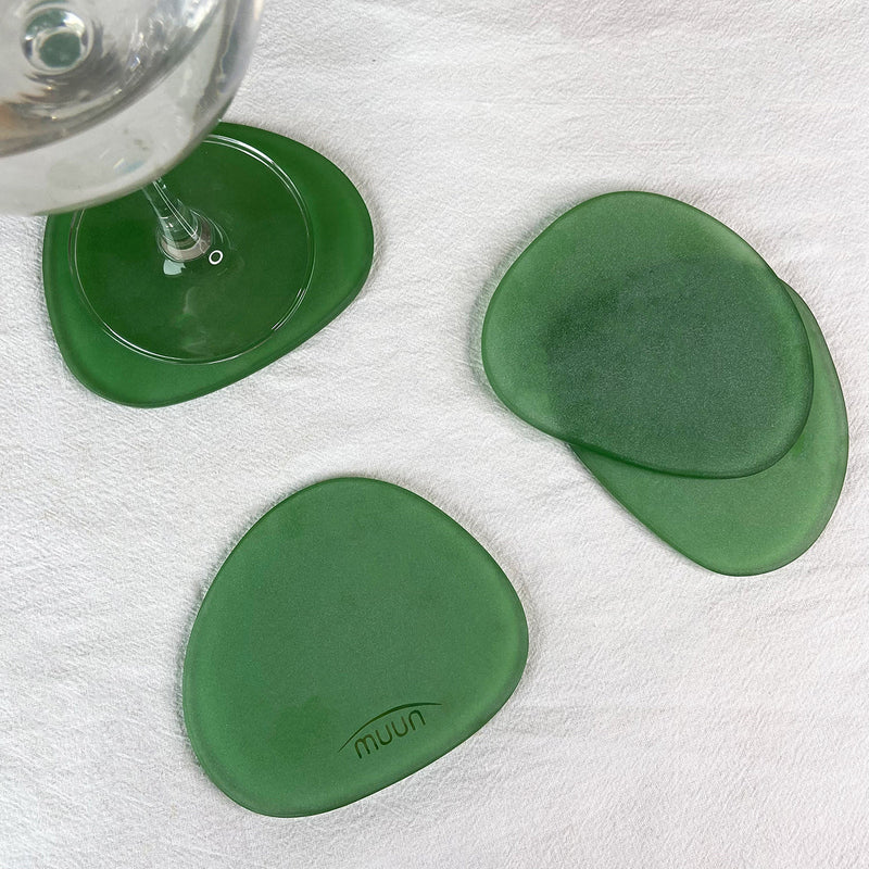 Glass Table Coasters | Green | Set of 4