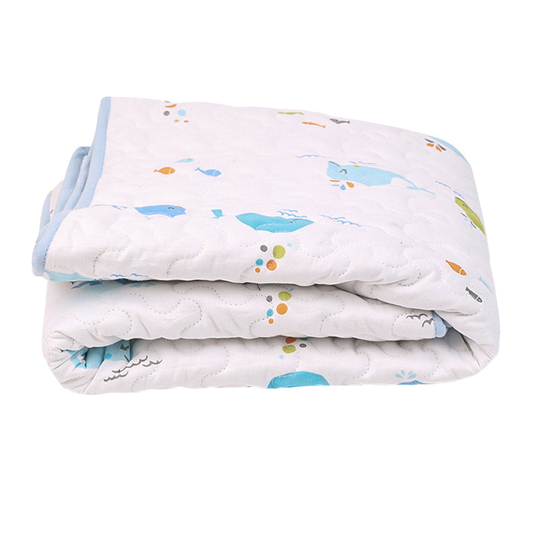 Organic Cotton Baby Quilt | Muslin Blanket for Baby | Blue Whale Print.