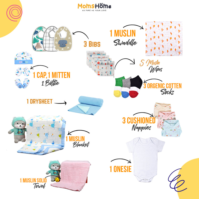 Baby Gifts for Newborn | Organic Cotton Muslin Gift Hamper | Pack of 20