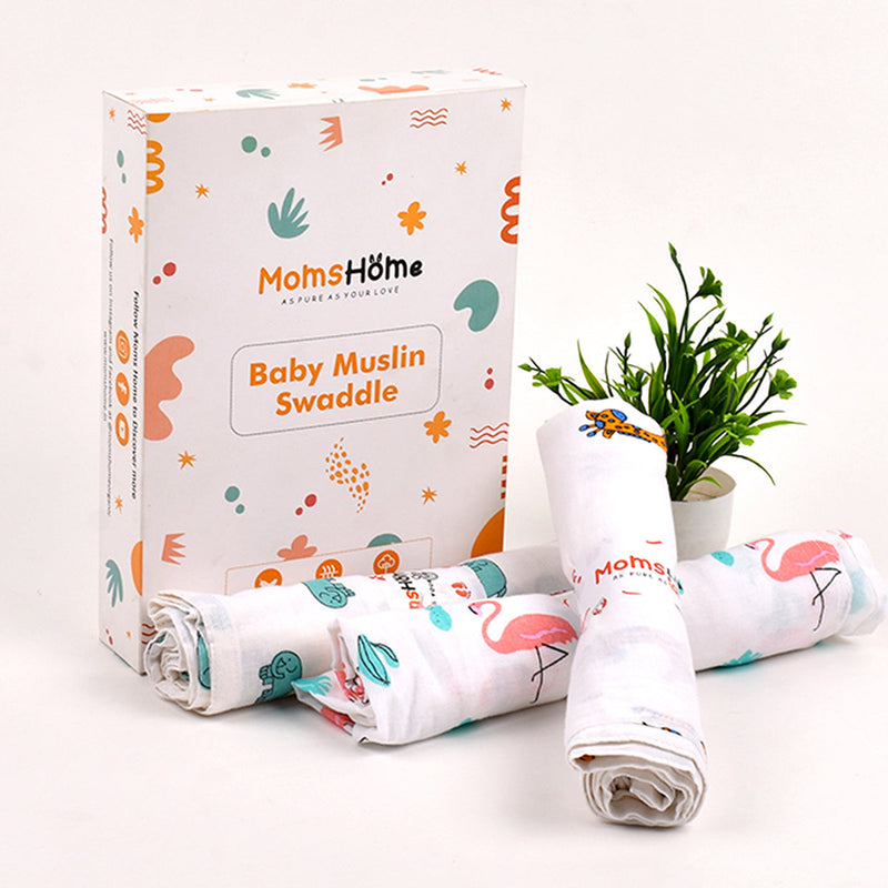 Organic Cotton Muslin Baby Swaddles | White | Set of 3.