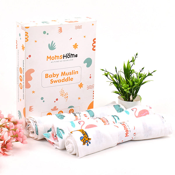 Organic Cotton Muslin Baby Swaddles | White | Set of 3.