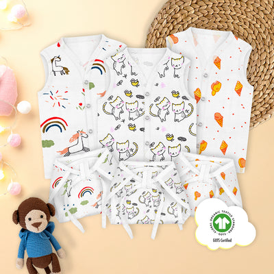 Organic Cotton Baby Jabla & Nappy Set | White | Pack of 3