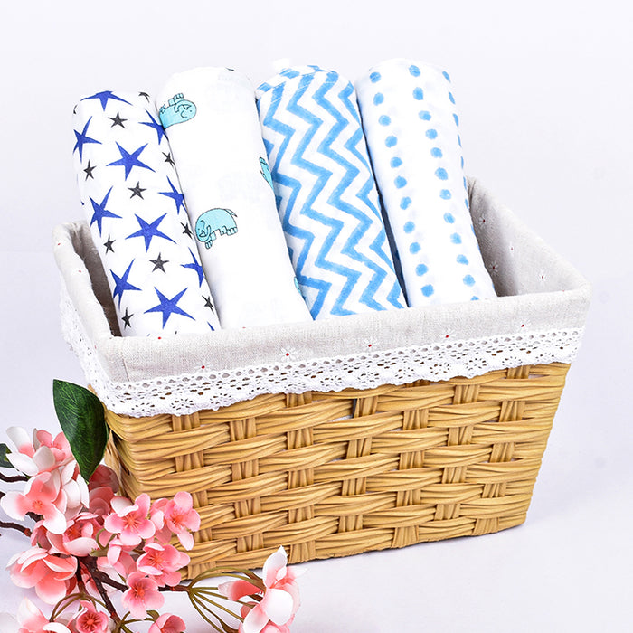 Baby Boy Gifts | Organic Cotton Muslin Baby Swaddle | 100 x 100 cm | Pack of 4