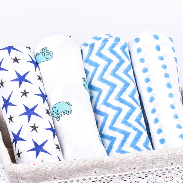 Baby Boy Gifts | Organic Cotton Muslin Baby Swaddle | 100 x 100 cm | Pack of 4